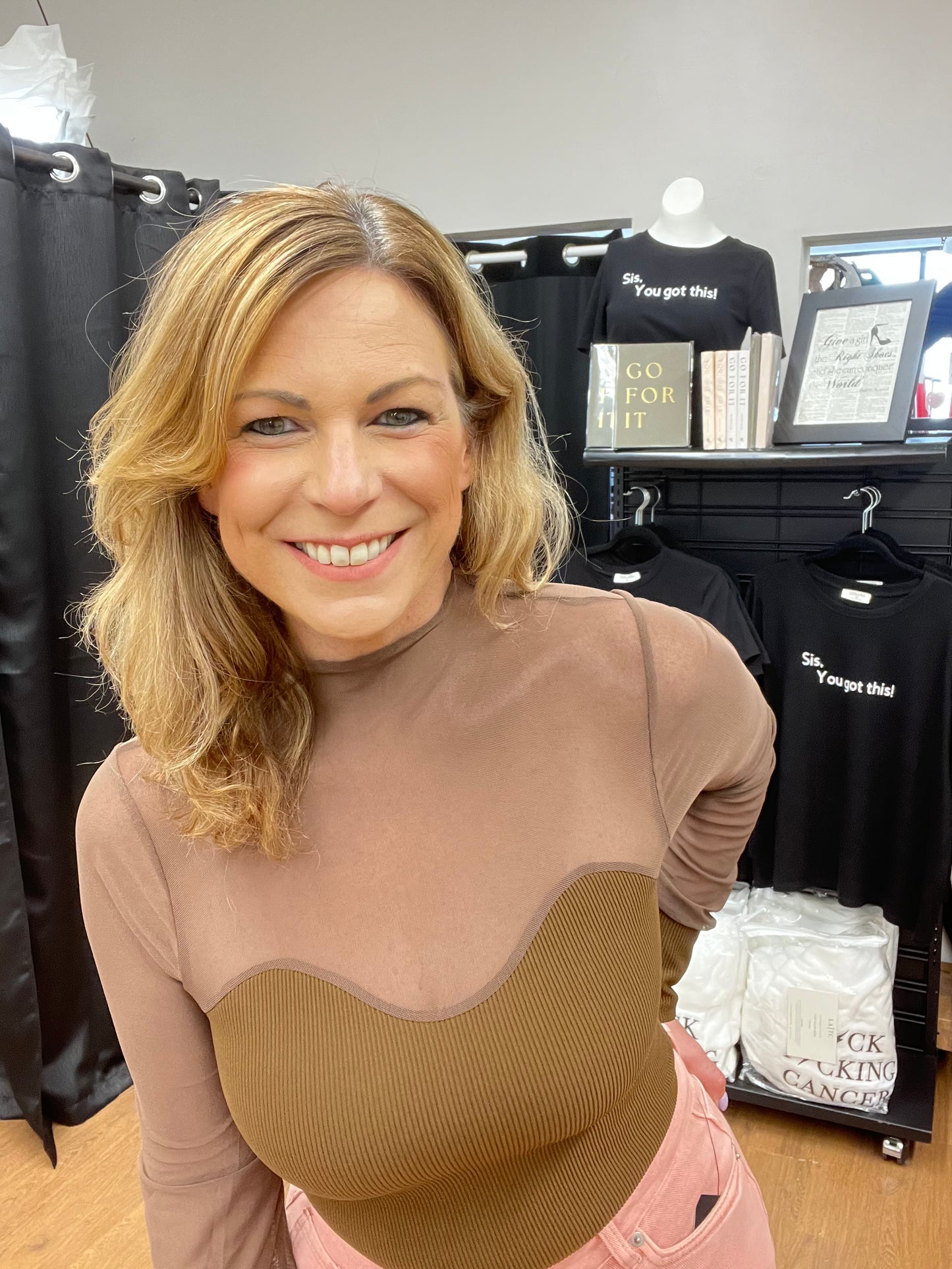 Sheer Sass Brown Top