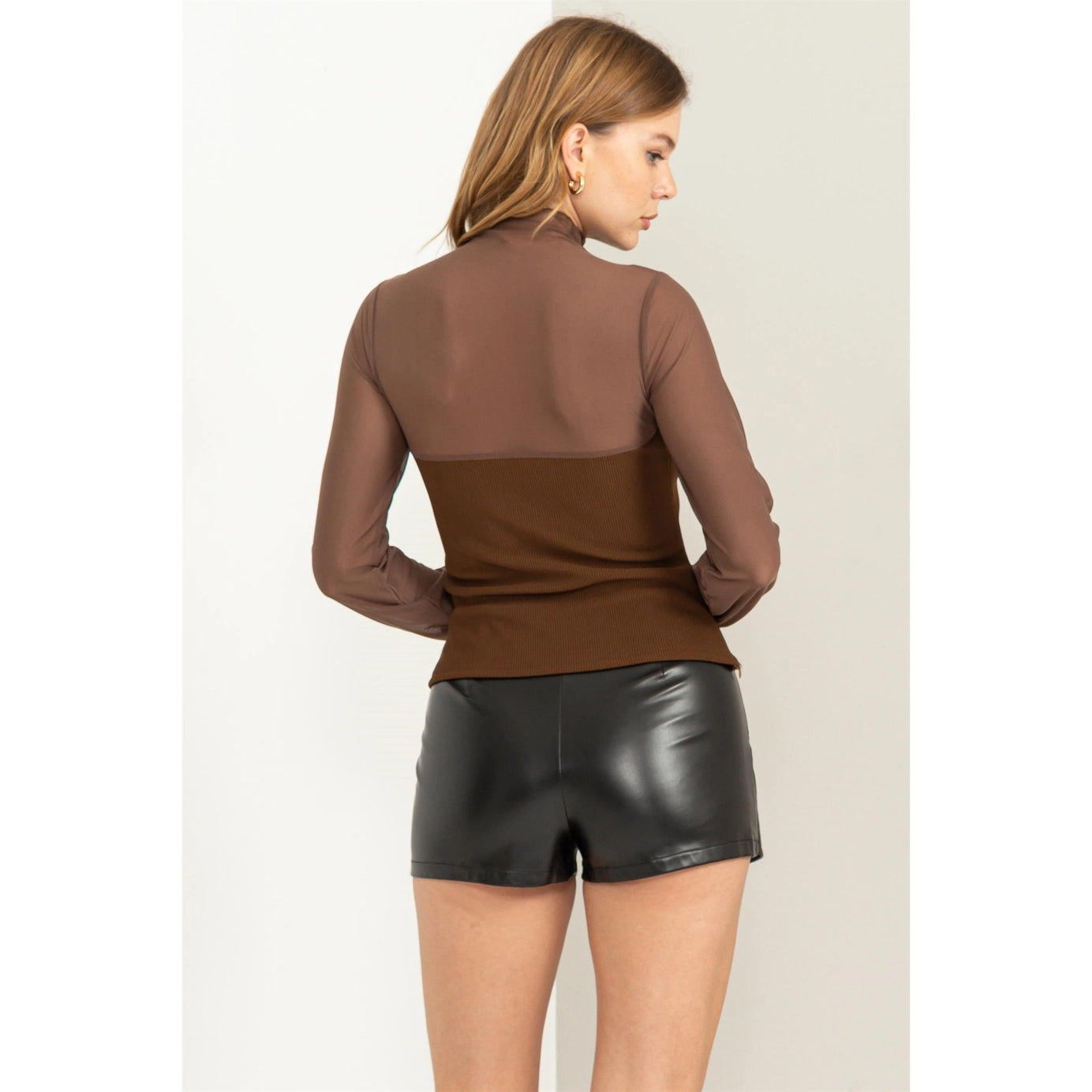 Sheer Sass Brown Top