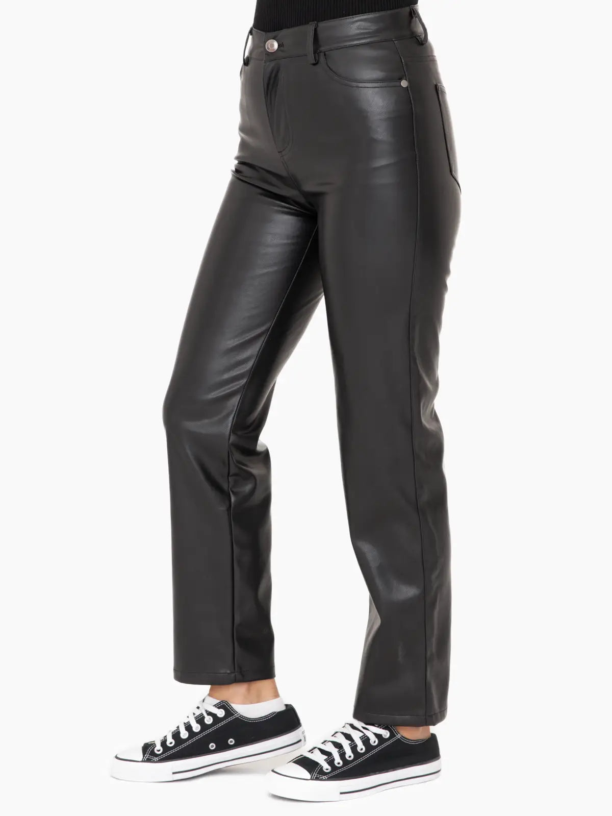 Faux Leather Straight Leg Pants