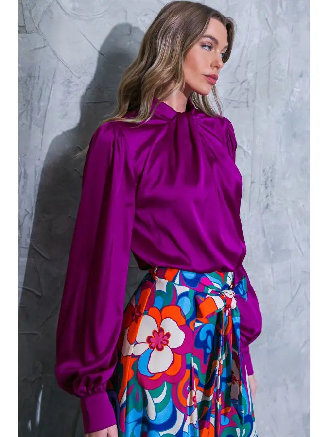 Twisted Satin Blouse Top