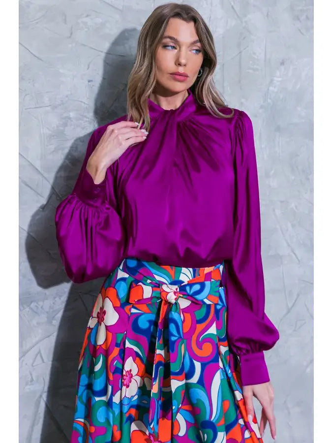Twisted Satin Blouse Top