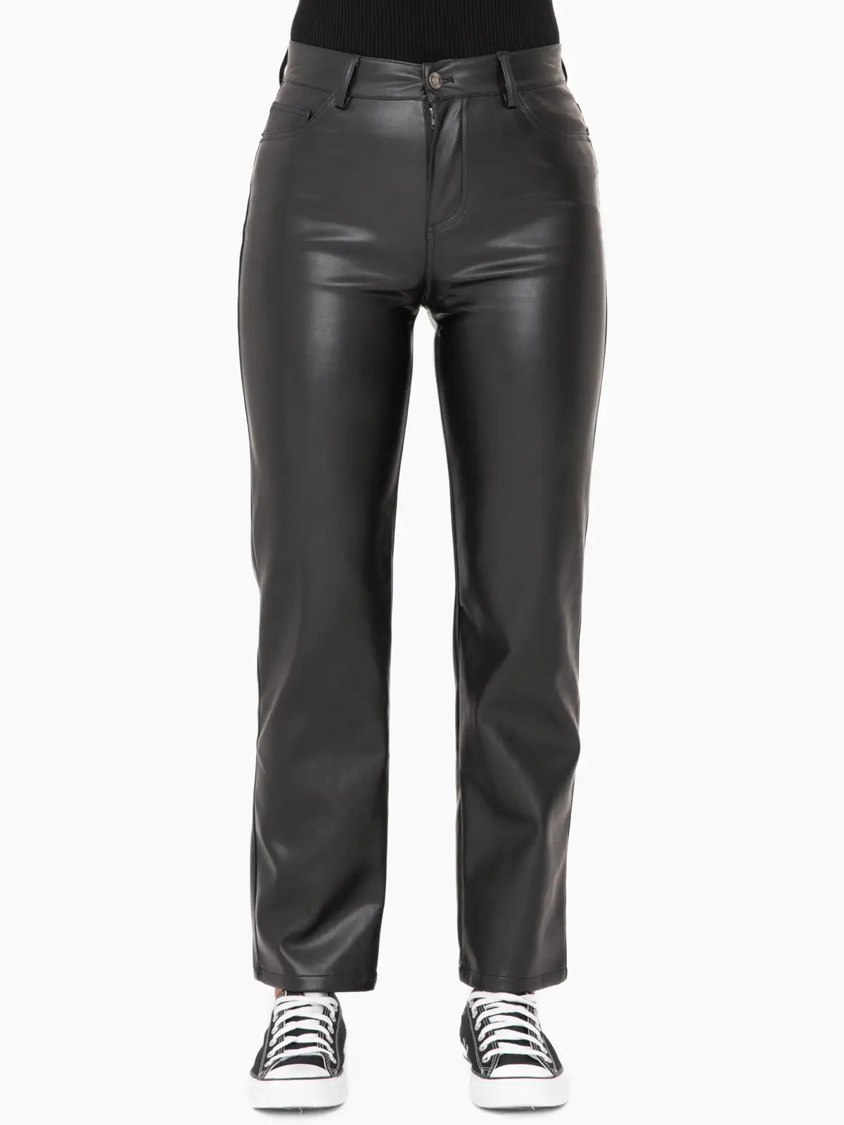 Faux Leather Straight Leg Pants