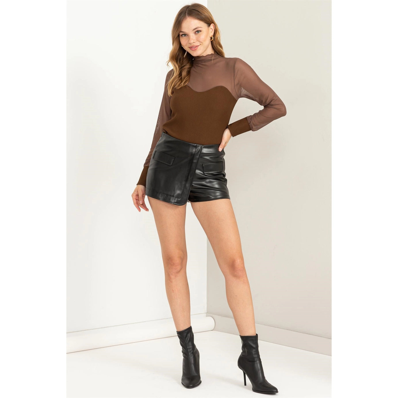 Sheer Sass Brown Top