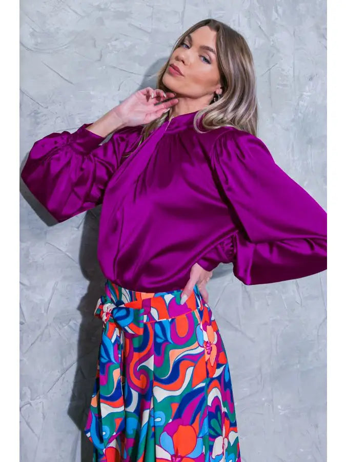 Twisted Satin Blouse Top