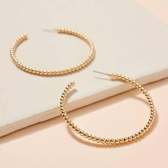 Seed Bead Hoops, Gold - FashionFunPop