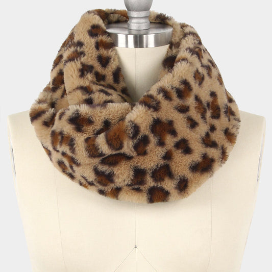 Leopard Infinity Scarf - Faux Fur