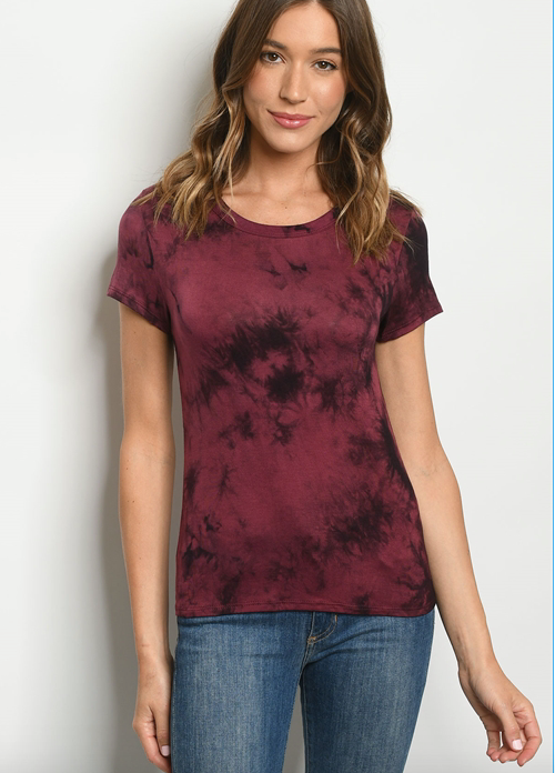 Burg Tie Dye Top - FashionFunPop