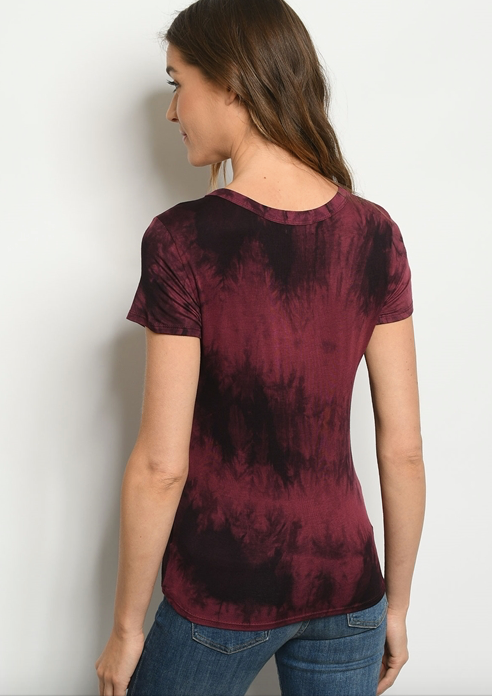 Burg Tie Dye Top - FashionFunPop