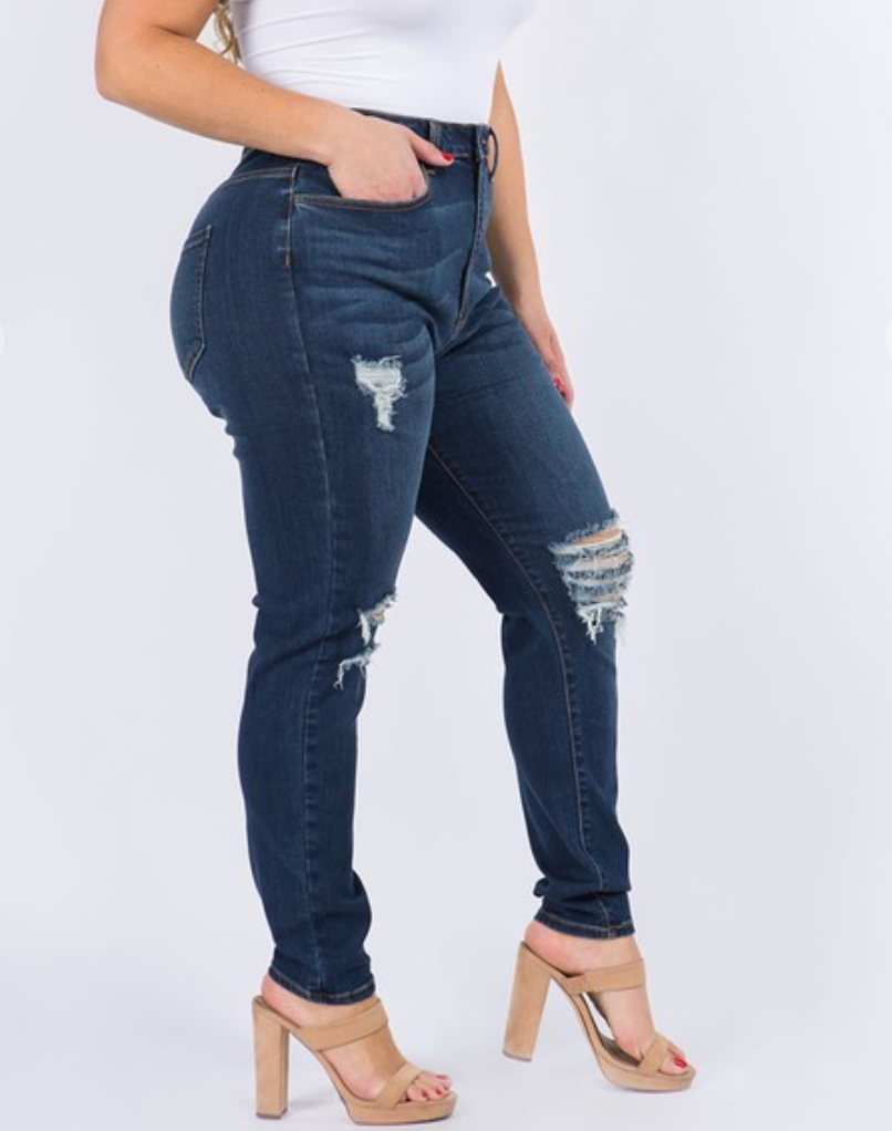 Plus Curvy Destroyed Jeans