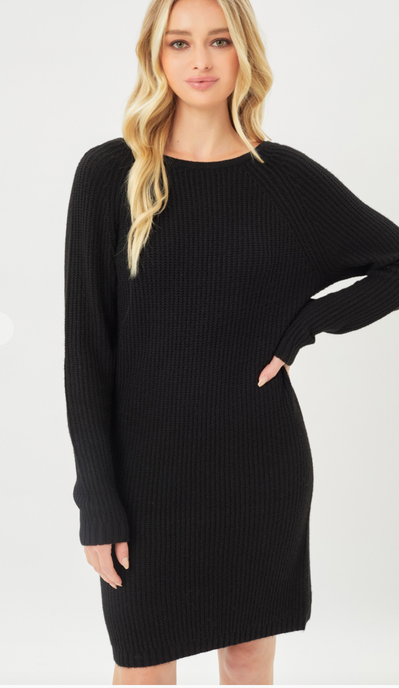 Knotted Sweater Dress, black