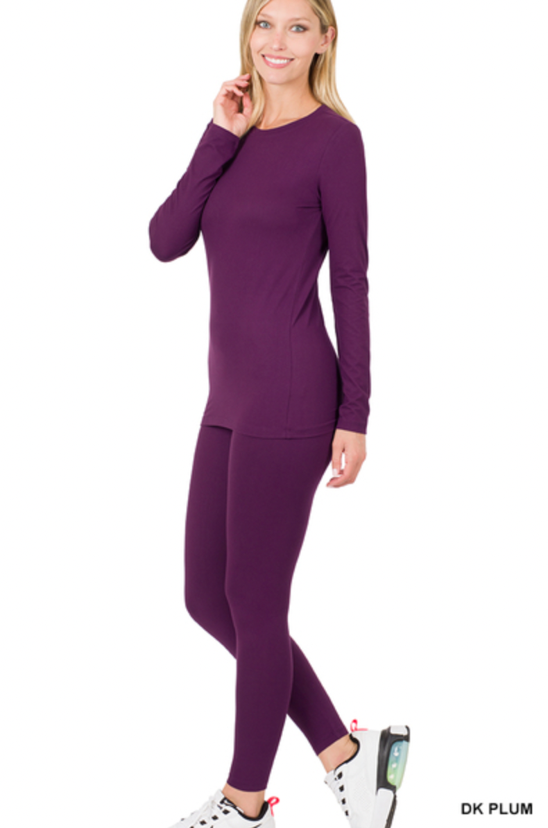 Brushed Microfiber Crew Neck Legging Set