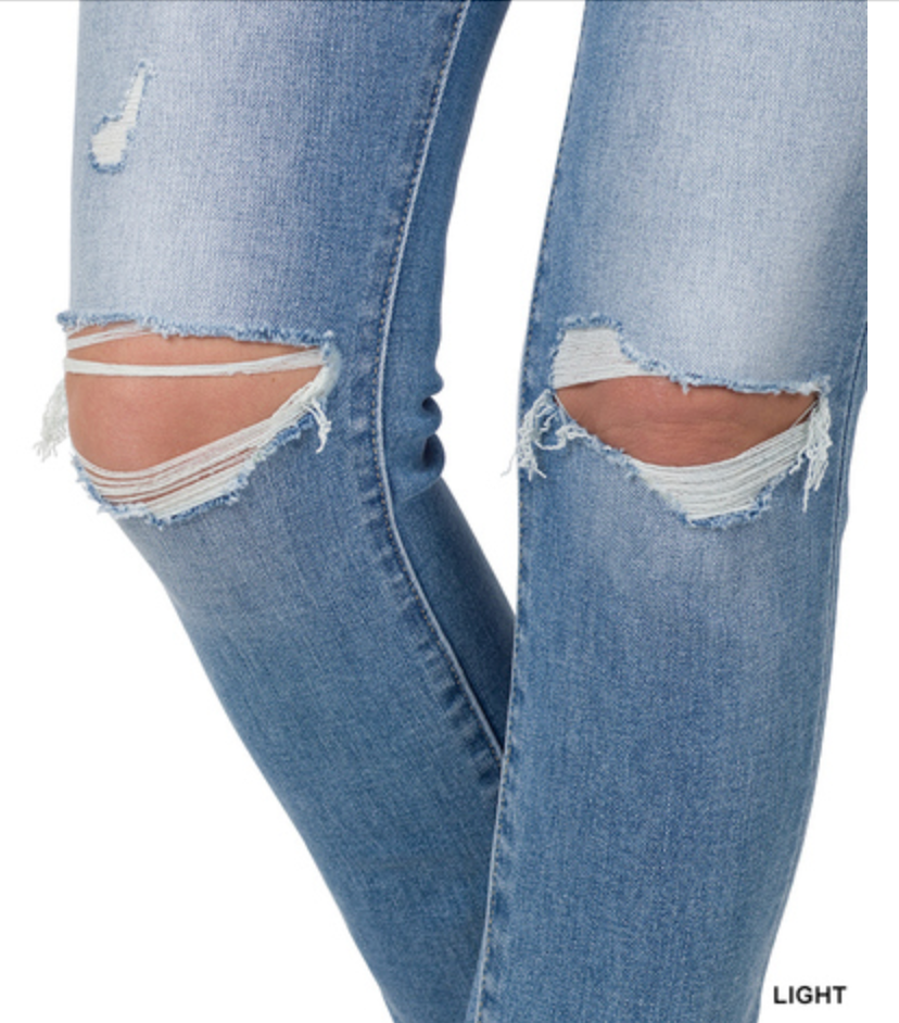 Z-Double Distressed Ankle Jeans