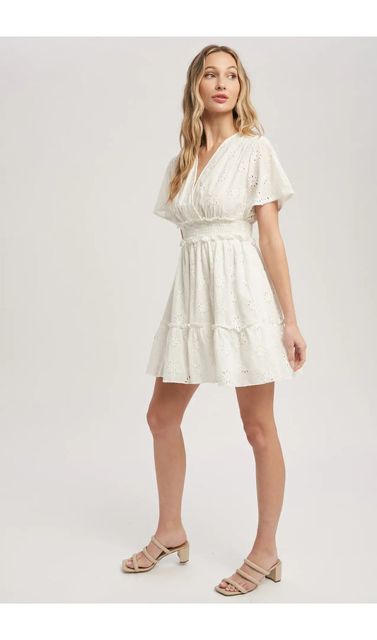 Flirty Flutter White Dress