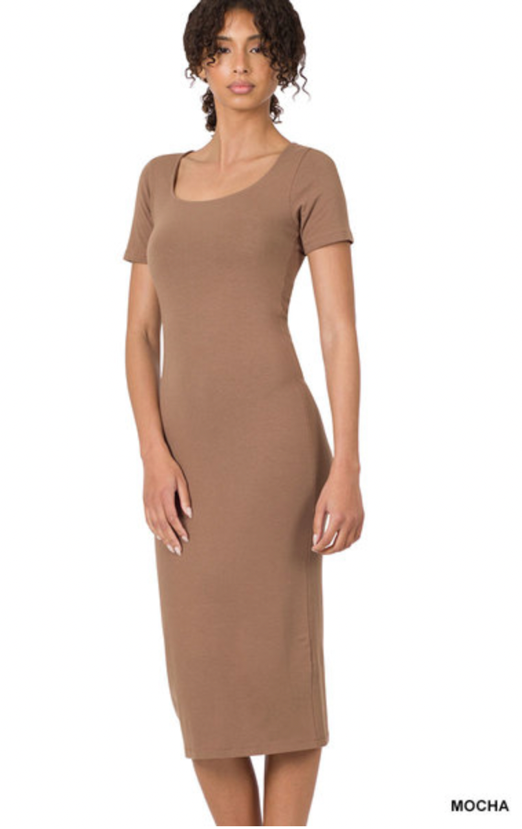 Basic Square Neck Midi Dress