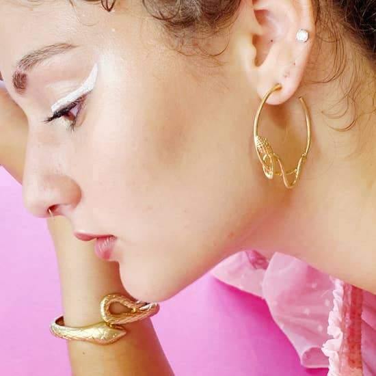 Snake Around Hoop Earrings - FashionFunPop