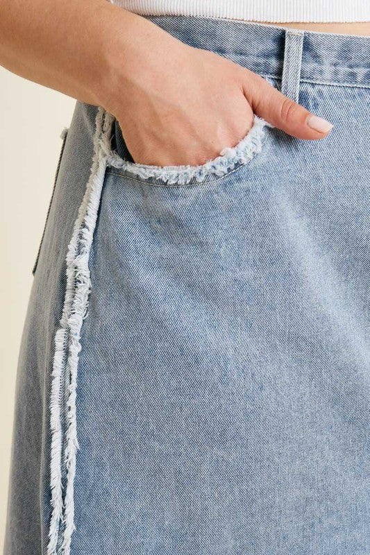 Frayed Denim Skirt - Plus Only