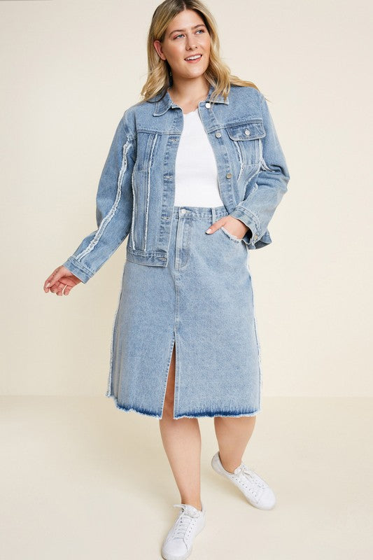 Frayed Denim Skirt - Plus Only