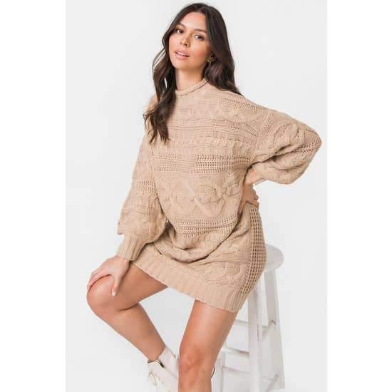 Bubbled Mini Sweater Dress - FashionFunPop