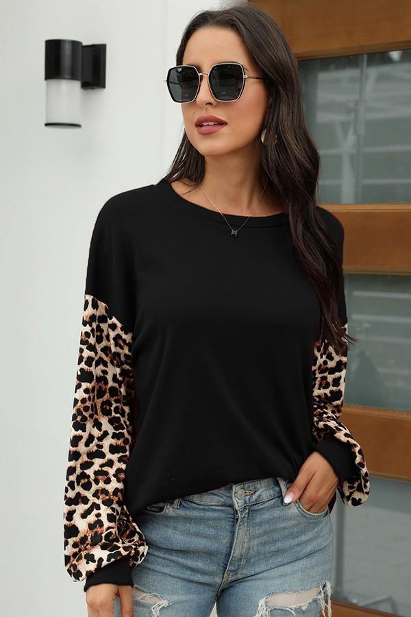 Leopard Sleeved Top - FashionFunPop