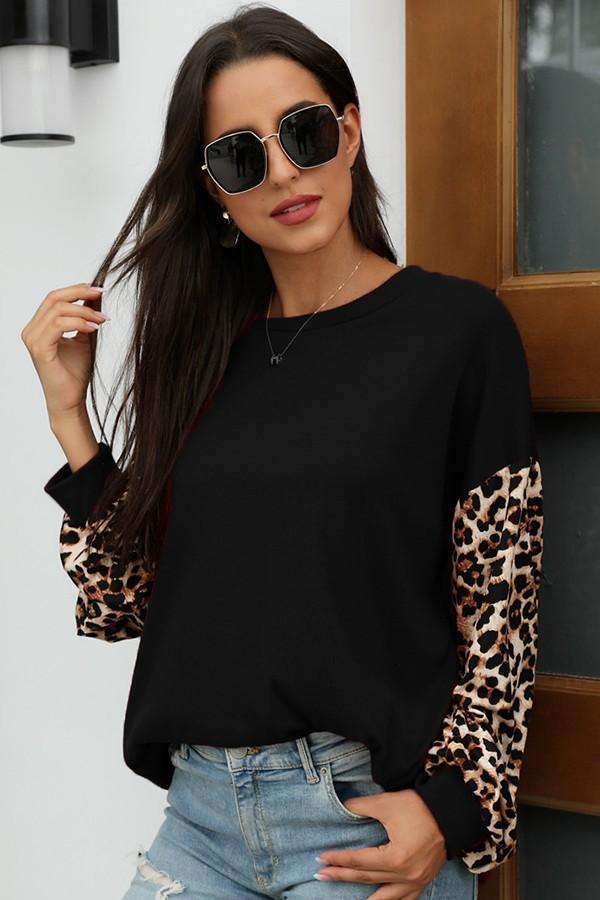 Leopard Sleeved Top - FashionFunPop