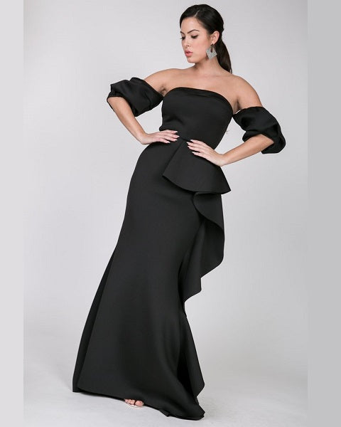 Black Cascade Gown