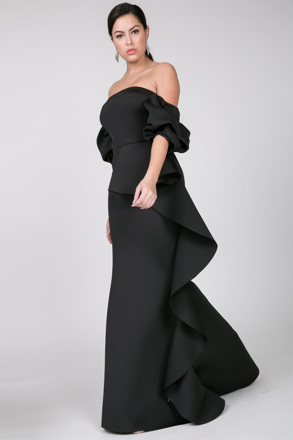 Black Cascade Gown