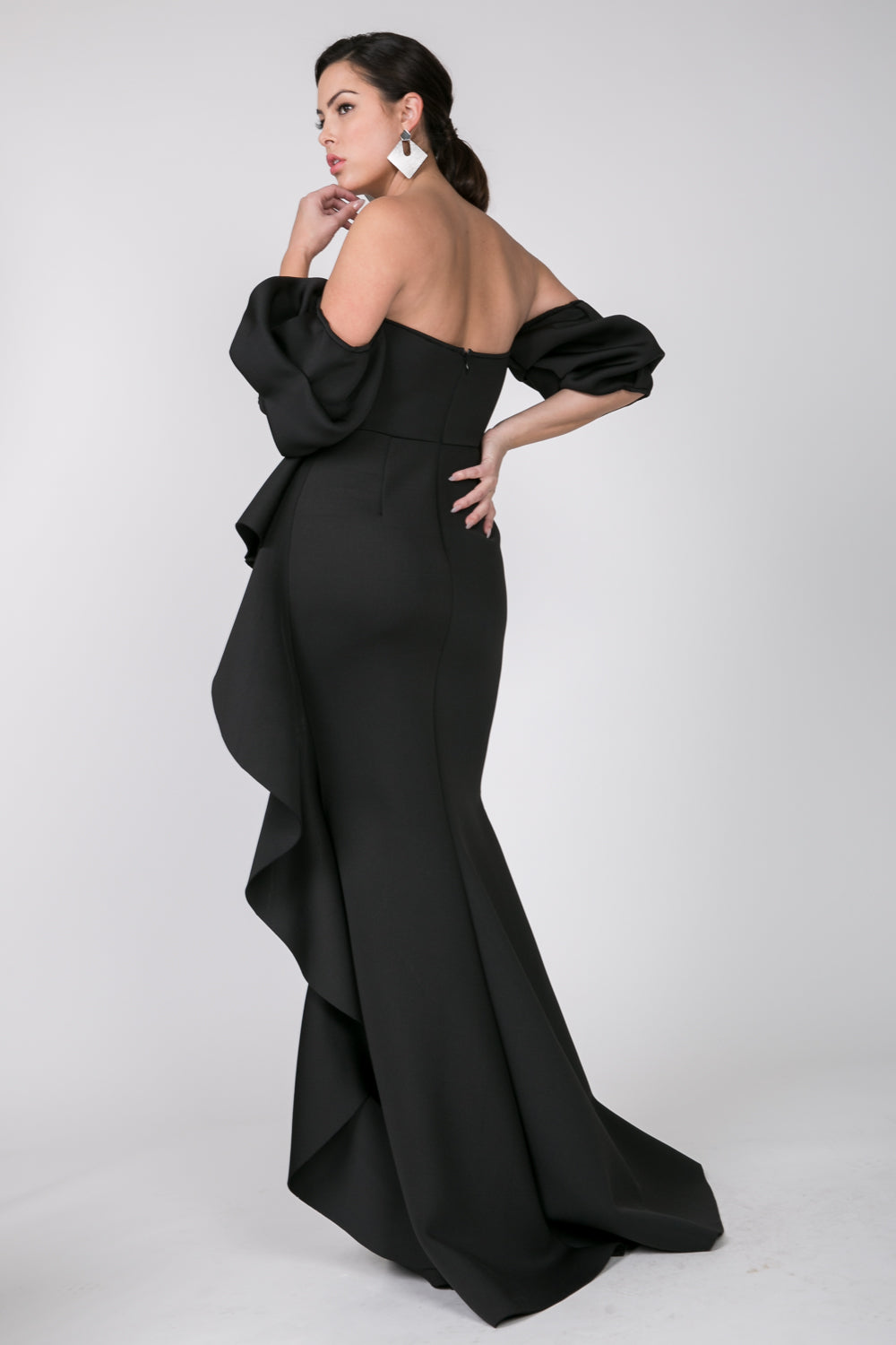 Black Cascade Gown