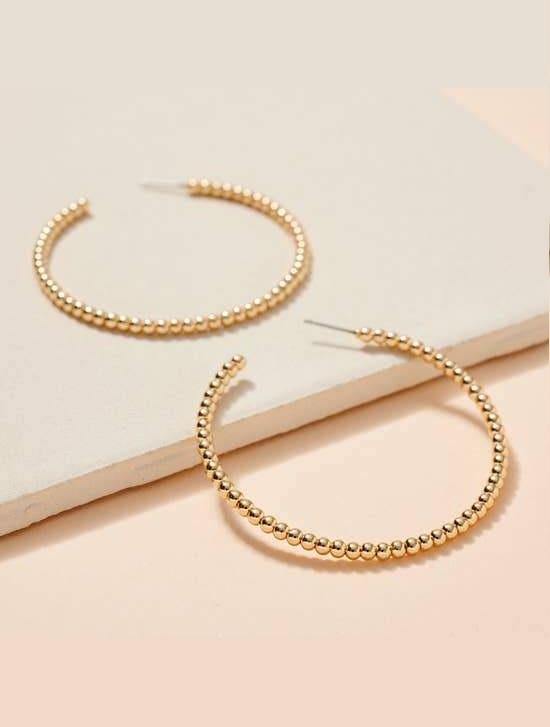 Seed Bead Hoops, Gold - FashionFunPop