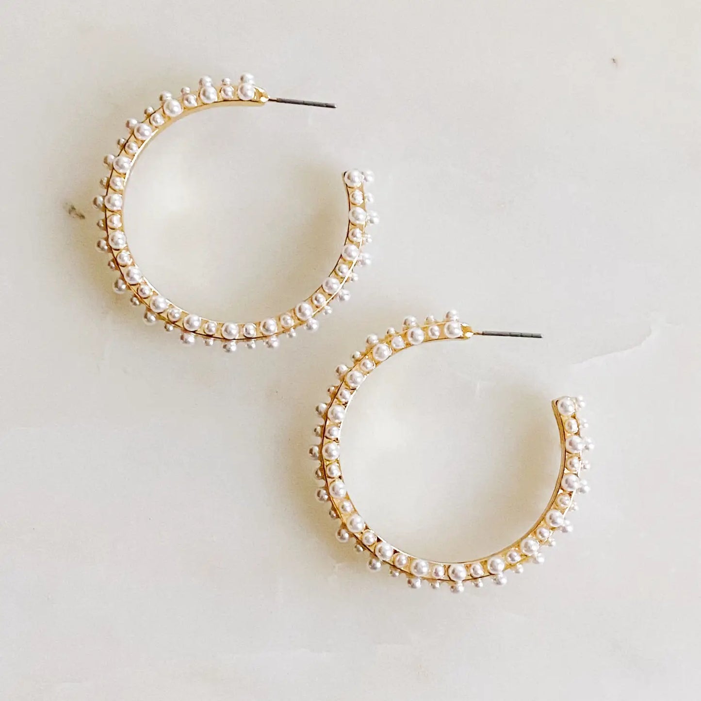 Delicate Pearl Hoop Earrings