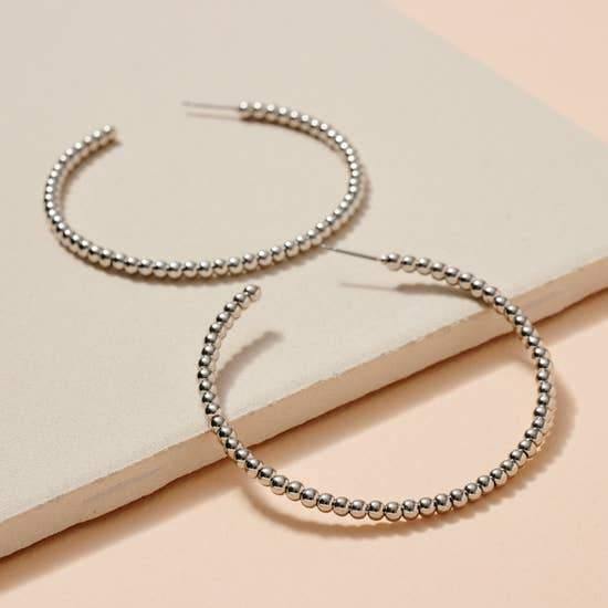 Seed Bead Hoops, Silver - FashionFunPop