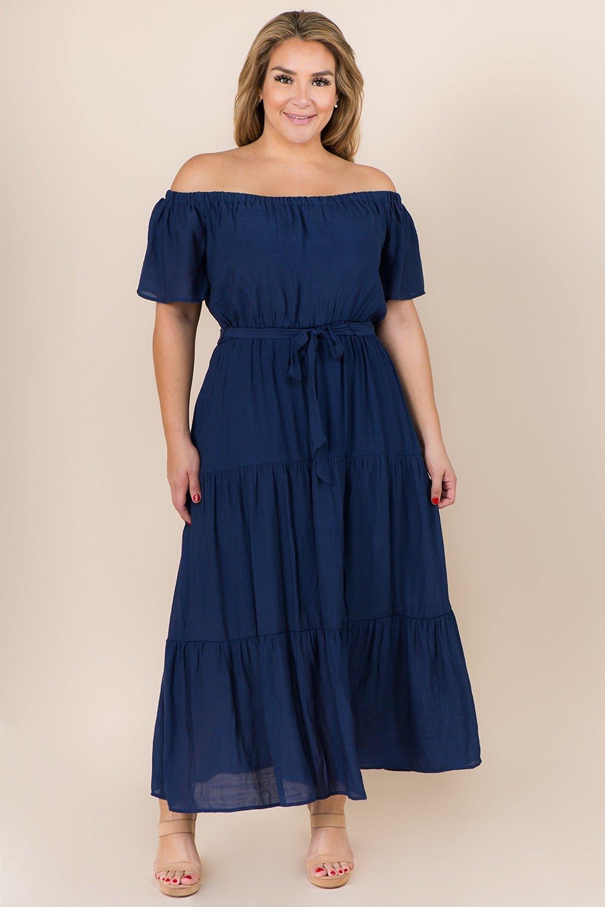 Papaya Plus Off The Shoulder Dress - FashionFunPop