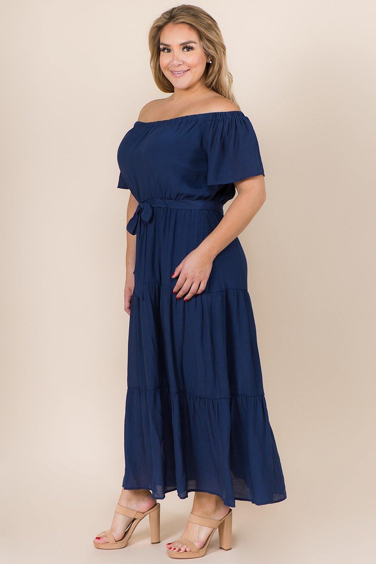 Papaya Plus Off The Shoulder Dress - FashionFunPop