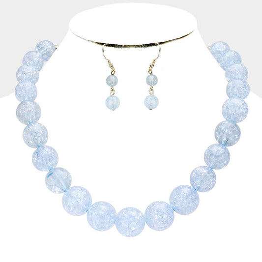 Cracked Lucite Necklace, Baby blue - FashionFunPop