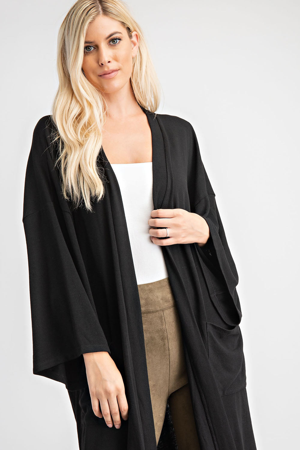 Cardi Collection:  Black Knit Duster Cardigan