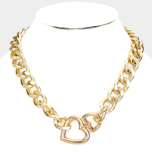 Open Heart Chain, Gold Tone