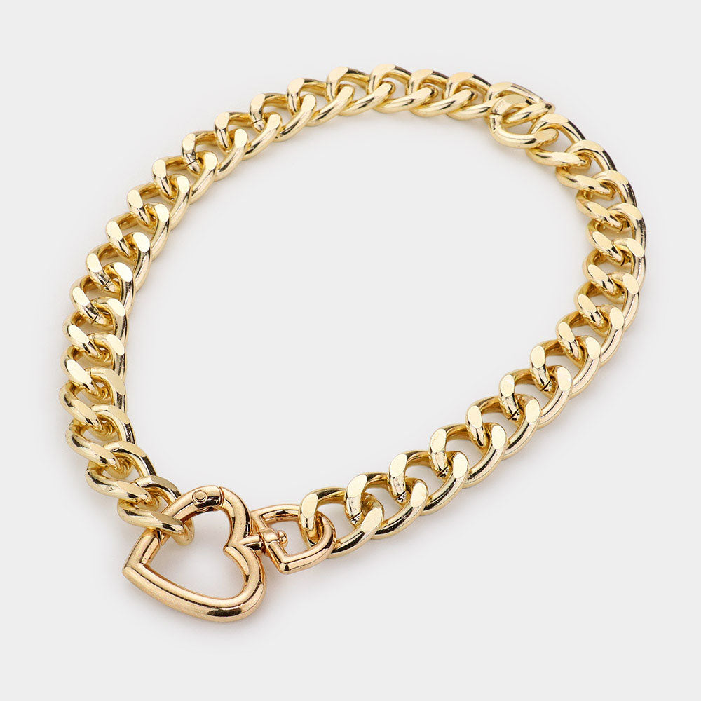 Open Heart Chain, Gold Tone