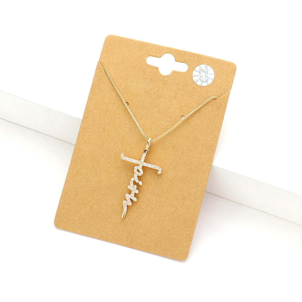 CZ Faith Cross Necklace