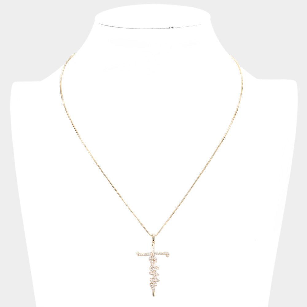 CZ Faith Cross Necklace