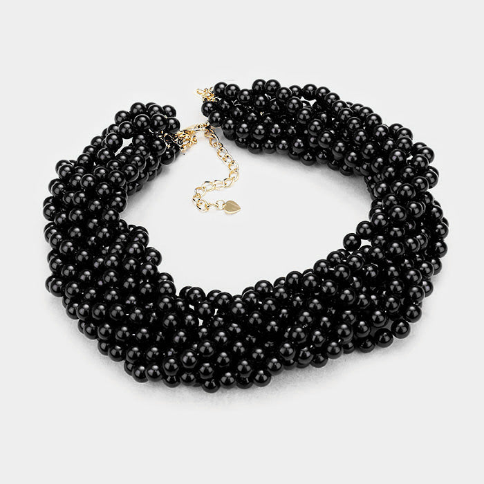 Braided Black Pearl Necklace
