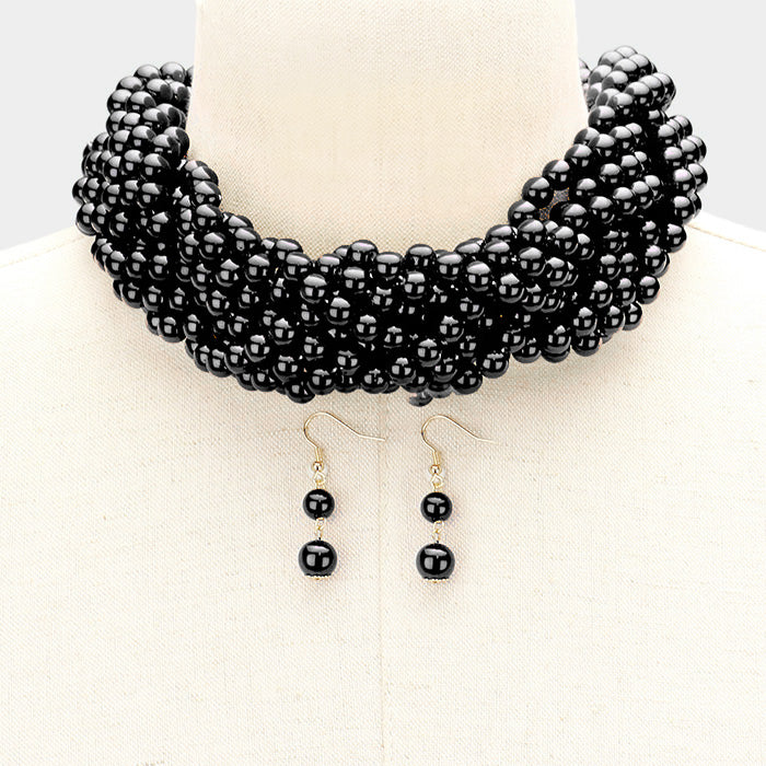 Braided Black Pearl Necklace