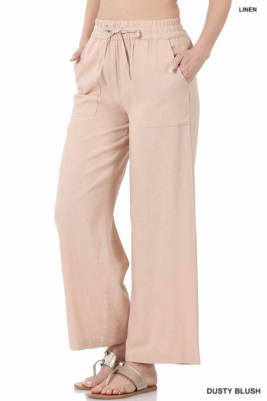 Linen Wide Legged Pants - FashionFunPop