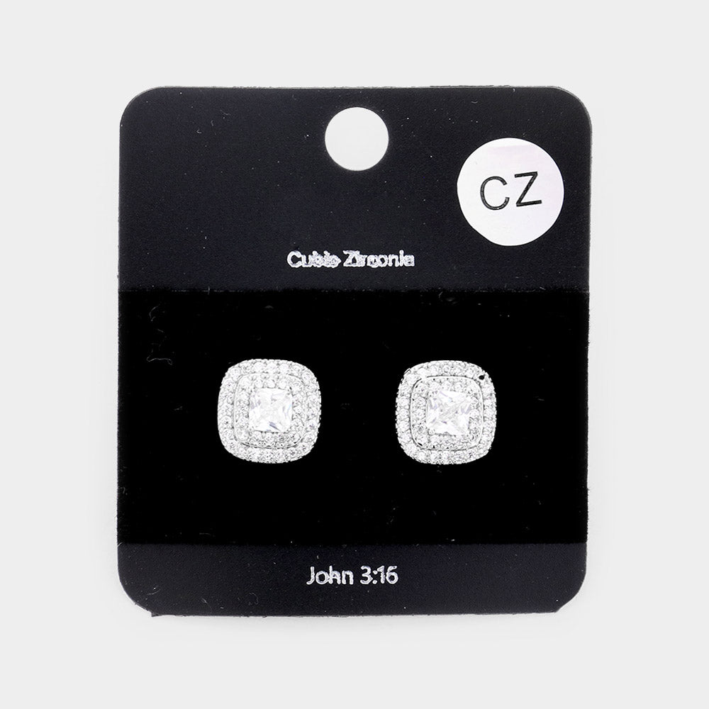 CZ Rhinestone Pave Stud Earrings
