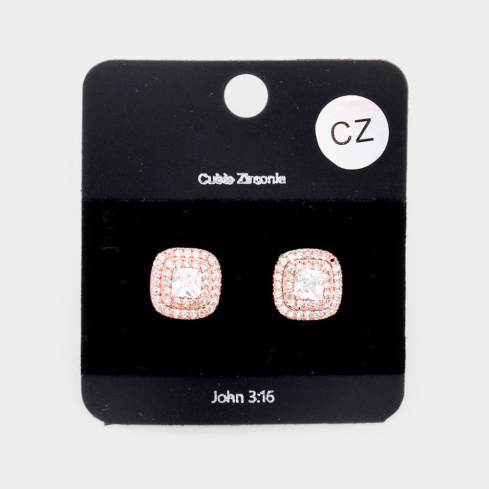 CZ Rhinestone Pave Stud Earrings