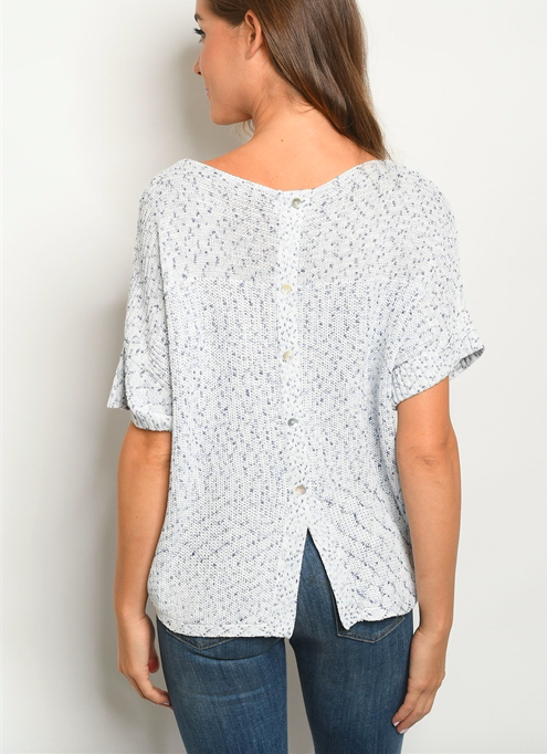 Confetti Sweater Top/ Blue & White - FashionFunPop