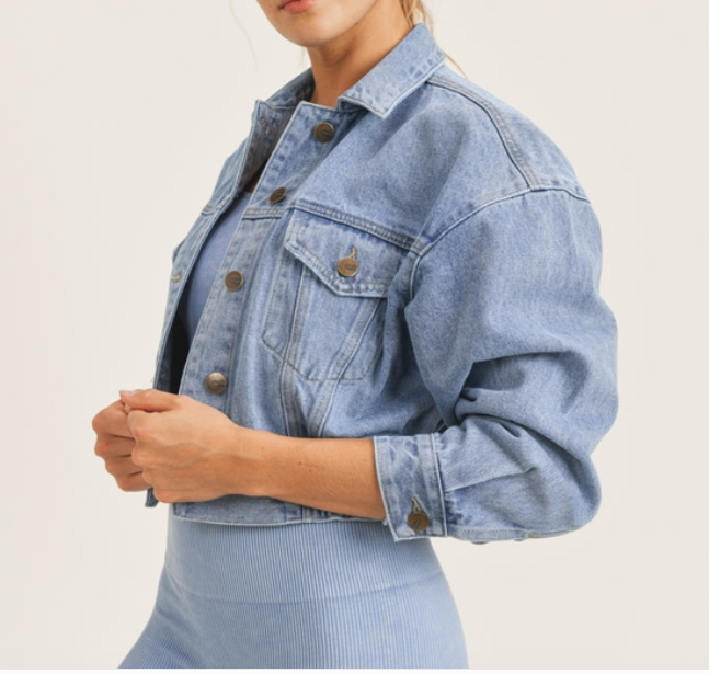 Cropped Boyfriend Denim Jacket - FashionFunPop