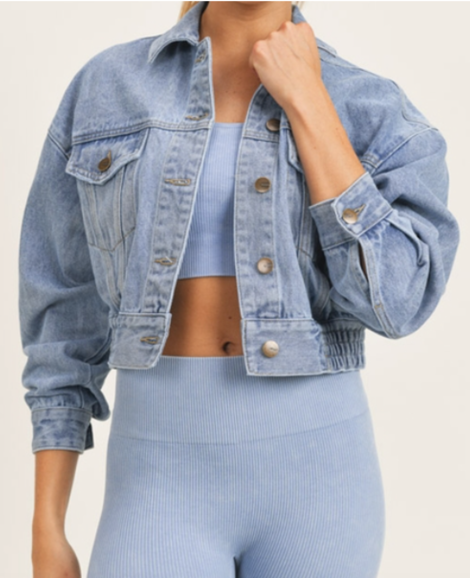 Cropped Boyfriend Denim Jacket - FashionFunPop