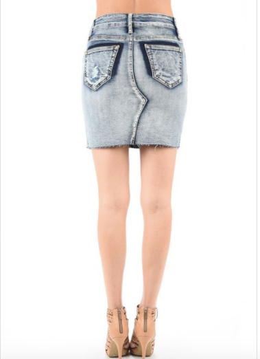 Vintage Wash Denim Mini Skirt