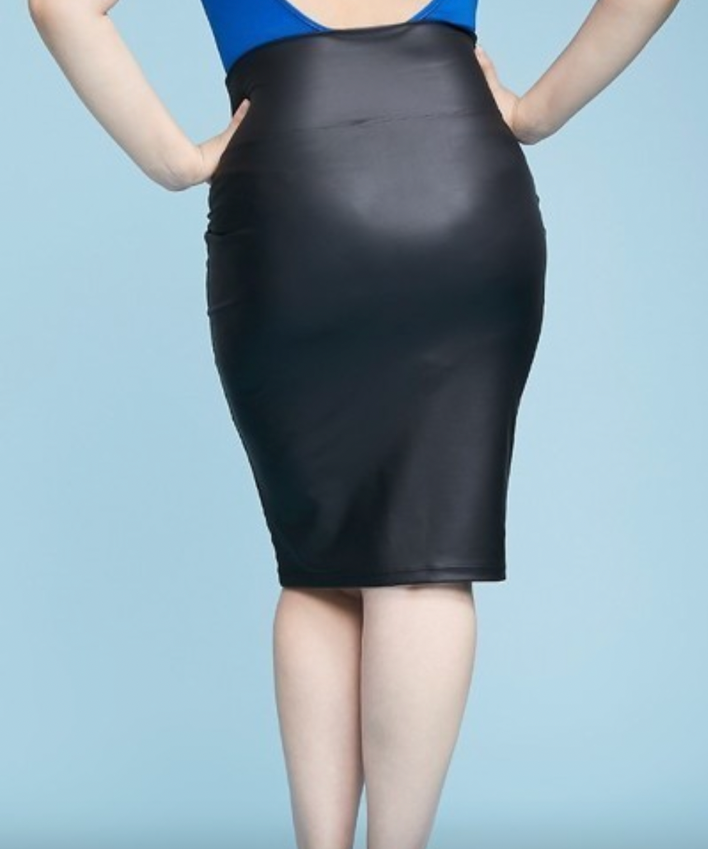 Mary L Plus Faux Leather Pencil Skirt