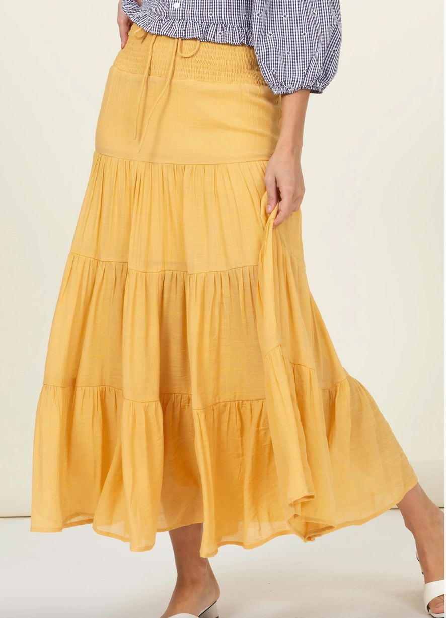 Tiered maxi deals skirt yellow