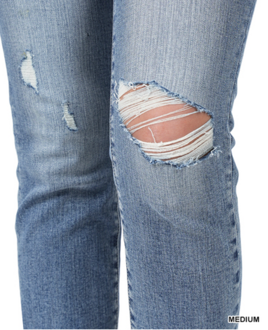 Z-Distressed High Rise Ankle Jeans